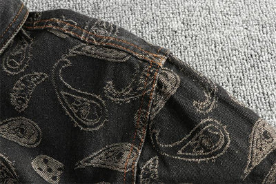 Camisa Denim Retro Lujo Suave con Patrón Paisley - Manga Larga Estilo Americano - Image 15