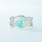Anillo de Plata S925 con Ópalo Geométrico Minimalista