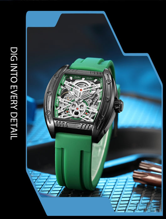 Reloj Mecánico Estilo Barril de Vino con Correa de Silicona - Image 18