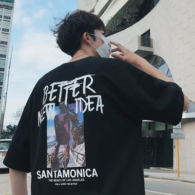 Playera Manga Corta Hombre Suelta Tendencia Verano - Image 9
