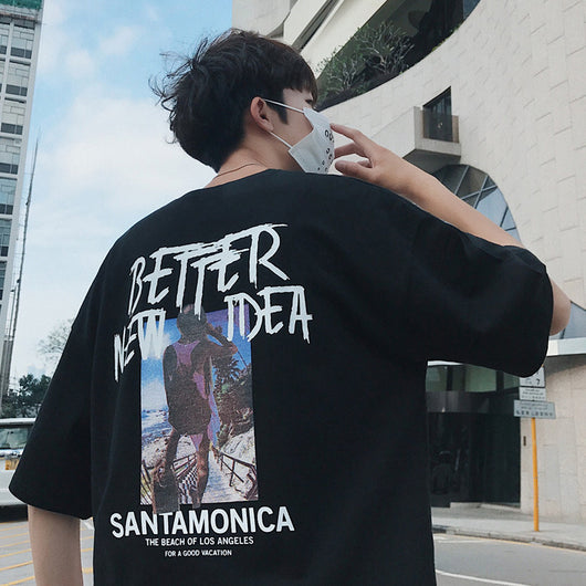 Playera Manga Corta Hombre Suelta Tendencia Verano - Image 9