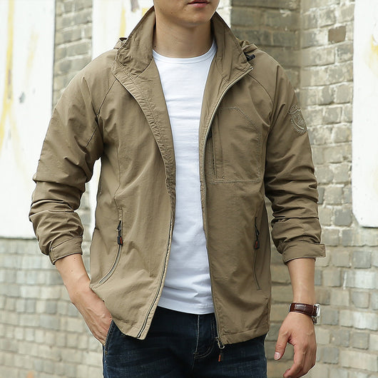Chaqueta Outdoor Impermeable de Color Sólido para Hombre