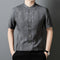 Camisa de Lino Elegante para Hombre Maduro - Cuello Mao Liso