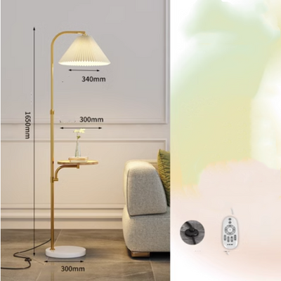 Lámpara de Pie para Sala con Pantalla Plisada y Base de Madera Maciza - Image 32