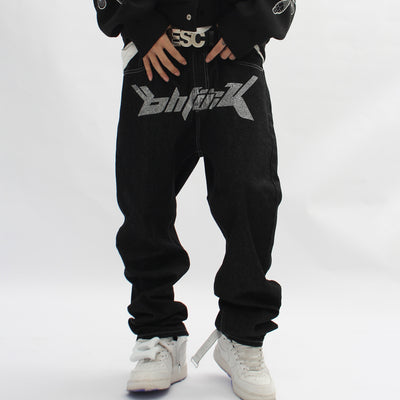 Jeans Casuales Hombre Corte Recto con Estampado de Letras