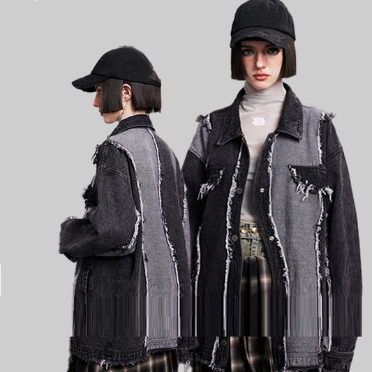 Chaqueta de Mezclilla para Hombre con Detalles de Costura en Orillas