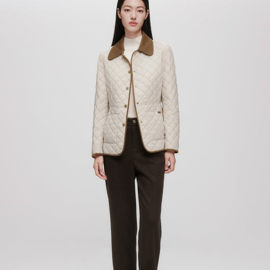 Chaqueta Acolchada de Algodón Ligero Clásica con Diseño Diamante - Image 7