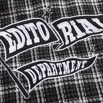 Camisa de Cuadros Hombre con Bordado de Letras - Manga Larga Suelta Estilo Urbano Otoño - Image 3