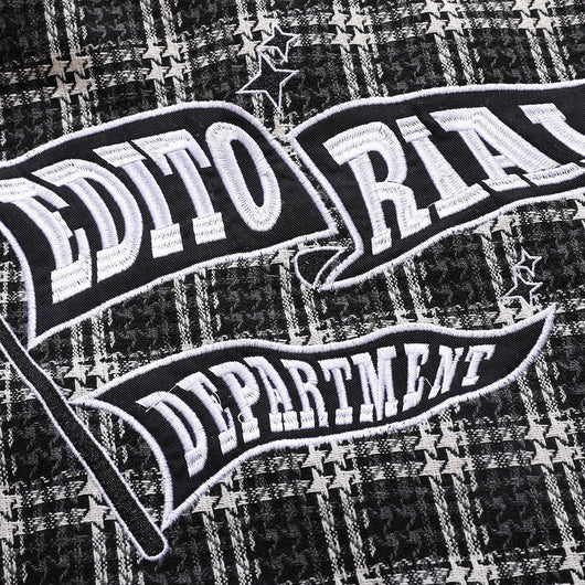 Camisa de Cuadros Hombre con Bordado de Letras - Manga Larga Suelta Estilo Urbano Otoño - Image 3