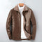 Chaqueta de Cuero PU con Pelaje para Hombre Adulto y Mayor