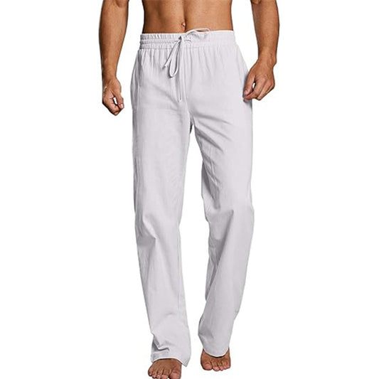 Pantalones Holgados de Algodón y Lino con Cintura Elástica