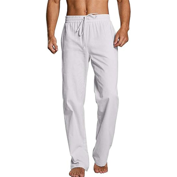 Pantalones Holgados de Algodón y Lino con Cintura Elástica