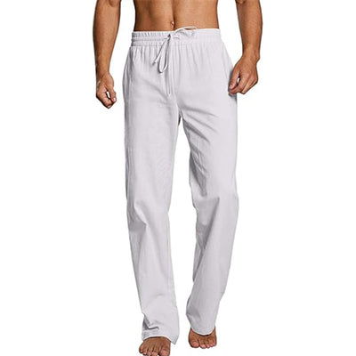 Pantalones Holgados de Algodón y Lino con Cintura Elástica