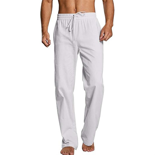 Pantalones Holgados de Algodón y Lino con Cintura Elástica