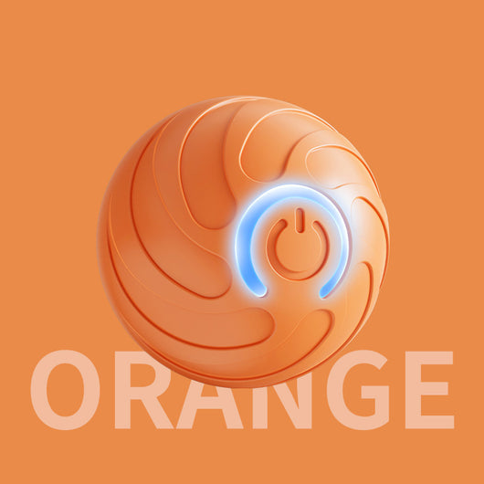 Orange pet jumping ball toy with a glowing blue power button, made from TPR material for dogs. - Image 9