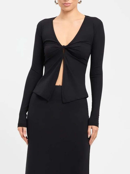 Blusa Crop Top Escote V Manga Larga Otoño Invierno - Image 11
