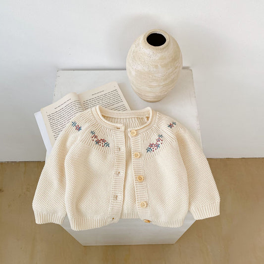 Abrigo Tejido de Algodón con Bordado para Niñas - Image 2