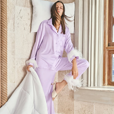 Traje de Pluma de Avestruz - Pantalón Largo Elegante Europeo y Americano - Image 18
