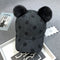 Gorro de Pana con Pompones de Pelaje de Conejo para Otoño e Invierno
