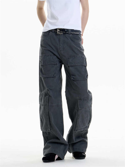 Pantalones Cargo Mujer Cintura Alta Pierna Ancha Casual - Image 5