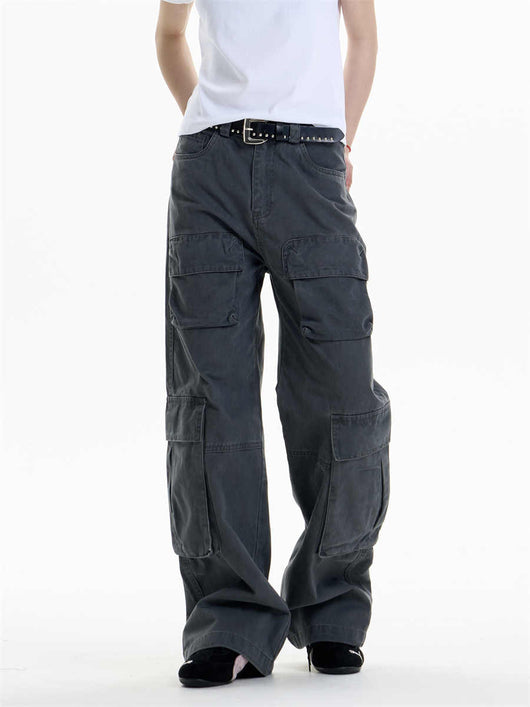 Pantalones Cargo Mujer Cintura Alta Pierna Ancha Casual - Image 5