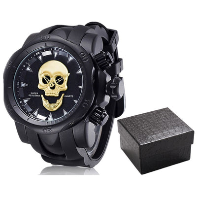 Reloj de Hombre Calavera Diseño Atrevido Esfera Grande Correa de Silicona Cuarzo - Image 6