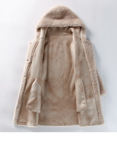 Abrigo Cálido de Lana de Cordero con Capucha para Mujer - Image 16