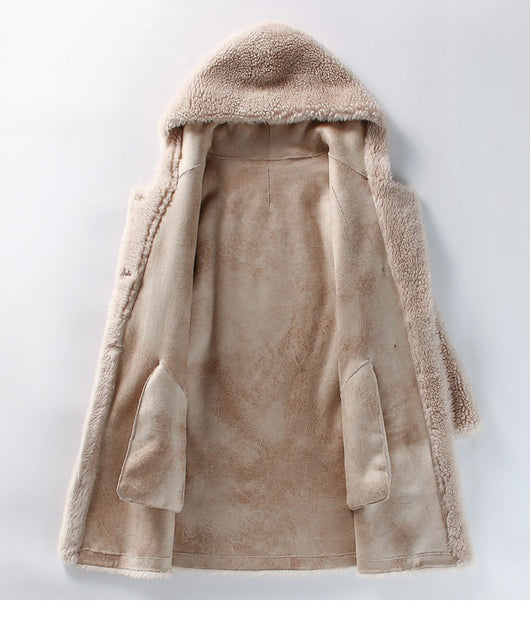 Abrigo Cálido de Lana de Cordero con Capucha para Mujer - Image 16