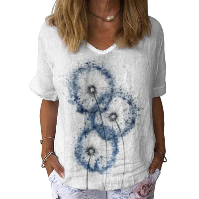 Blusa Mujer Cuello V Manga Corta Impresión 3D Digital Color - Image 6