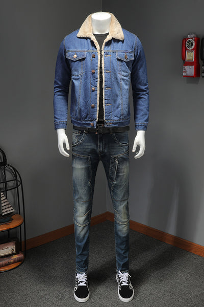 Chaqueta Denim Forrada Gruesa Estilo Japonés para Hombre - Image 5