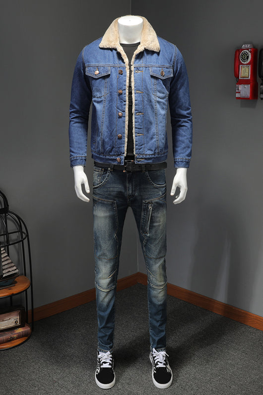 Chaqueta Denim Forrada Gruesa Estilo Japonés para Hombre - Image 5