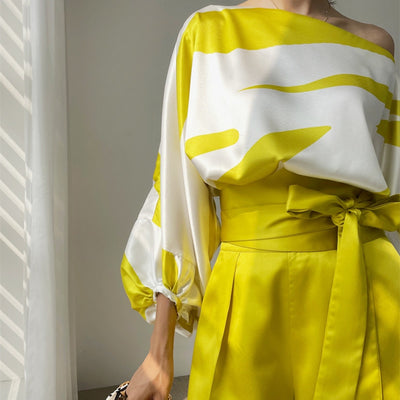 Conjunto de Blusa y Shorts Sueltos con Estampado y Mangas Farol - Protección Solar - Image 9