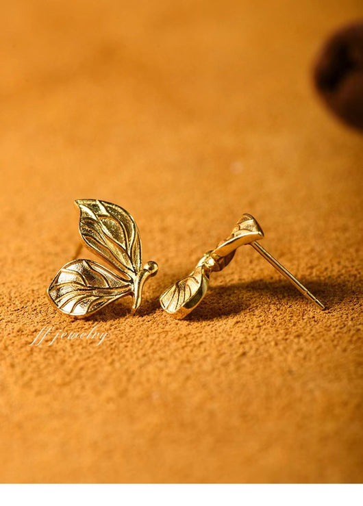 Aretes Mariposa en Oro 18K con Hoja Amarilla - Diseño Personalizado Étnico - Image 6
