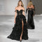 Vestido de Noche Negro de Satén Estilo Francés para Mujer