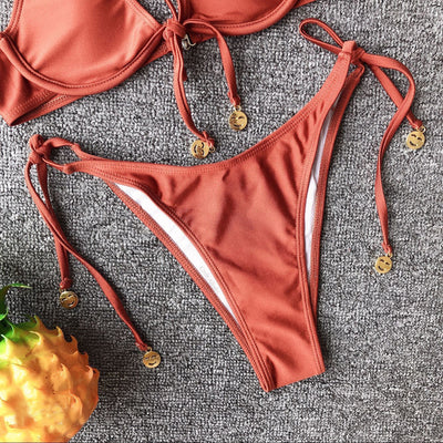 Bikini Enterizo con Moneda Dorada y Soporte Underwire - Image 17