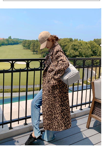 Abrigo Largo de Lana Estampado Leopardo para Invierno Mujer - Image 15