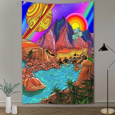 Tapiz Decorativo Colgante con Silueta de Árbol y Mar para Playa - Image 19