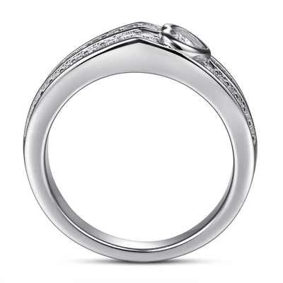 Anillo de Boda para Mujer Corazón con Diamantes en Fila - Image 3