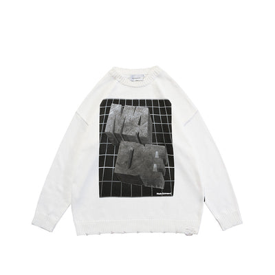 Suéter Holgado Unisex con Letras en Relieve Jacquard - Image 5