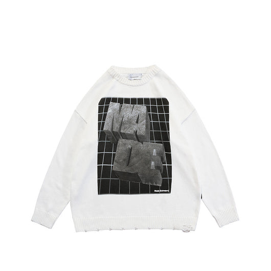 Suéter Holgado Unisex con Letras en Relieve Jacquard - Image 5