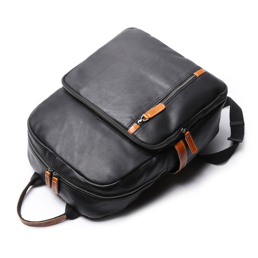 Mochila de Cuero Viaje Bicolor - Bolso Escolar Piel Suave Premium - Image 15