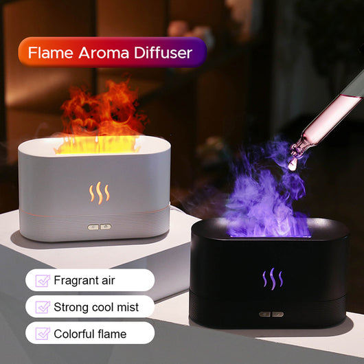 Difusor Ultrasónico con Efecto Llama LED RGB y Aromaterapia