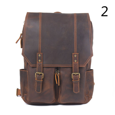 Mochila Retro de Cuero para Hombre - Bolsa Escolar de Gran Capacidad - Image 6
