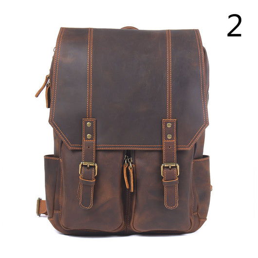 Mochila Retro de Cuero para Hombre - Bolsa Escolar de Gran Capacidad - Image 6