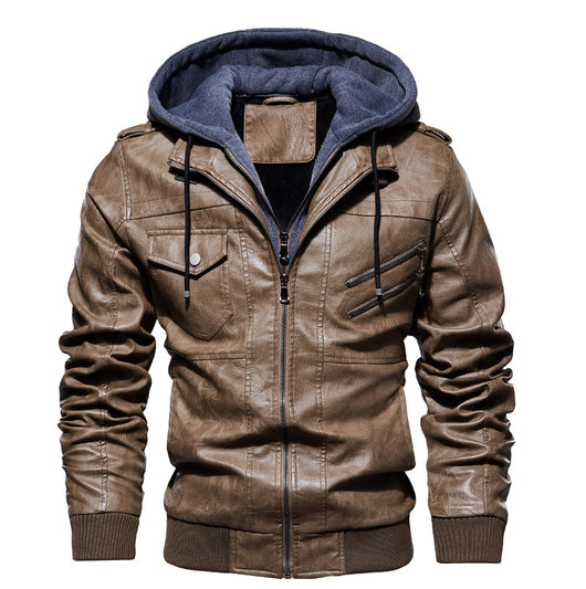 Chaqueta de Cuero PU con Capucha para Hombre - Image 14
