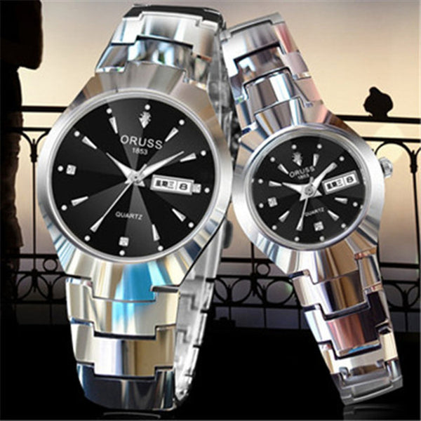 Reloj de Pareja Acero Tungsteno Resistente al Agua - Diseño Moderno para Estudiantes