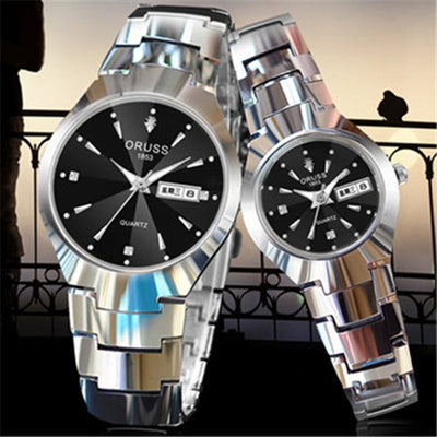 Reloj de Pareja Acero Tungsteno Resistente al Agua - Diseño Moderno para Estudiantes