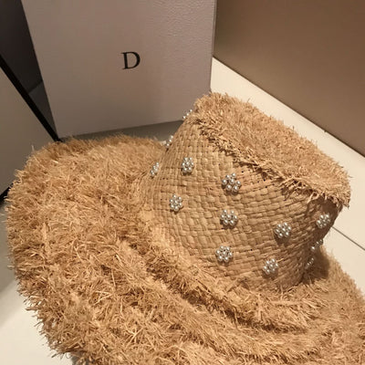 Sombrero de Rafia Tejido a Mano con Perlas - Colección Verano - Image 14