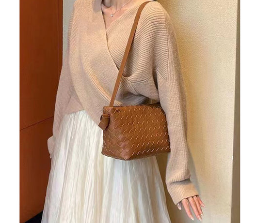 Bolso Mensajero Tejido de Cuero con Gran Capacidad para Mujer - Image 16
