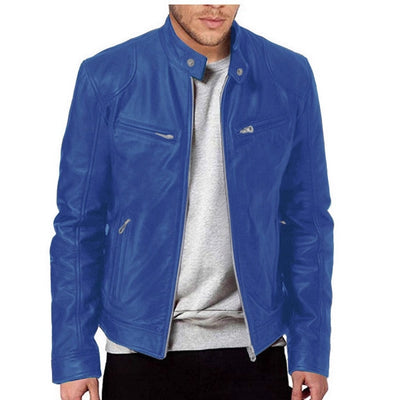 Chaqueta de Cuero para Hombre con Cuello Alto Estilo Punk - Image 4